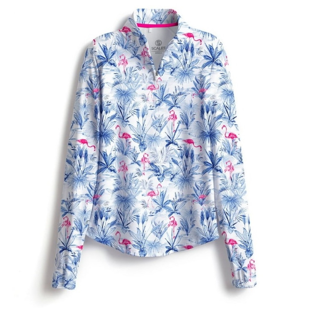 ⭐️ NWT SCALES The Flamingo Womens Long Sleeve Quarter-Zip Light Pink SMALL